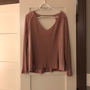 Mauve deep back v shirt